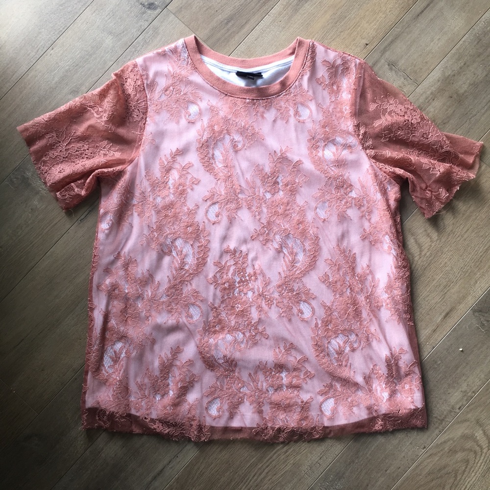 Who What Wear Target Blush Lace Blouse. Small.